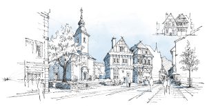 Marktplatz in Höxter, Blick auf St. Nikolai und den Amelunxenschen Hof / Matthias / 2022