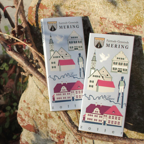 Schokoladenverpackung "Fairtrade-Gemeinde Mering" / für den Weltladen Mering und die Fairtrade-Gemeinde Mering / 2022