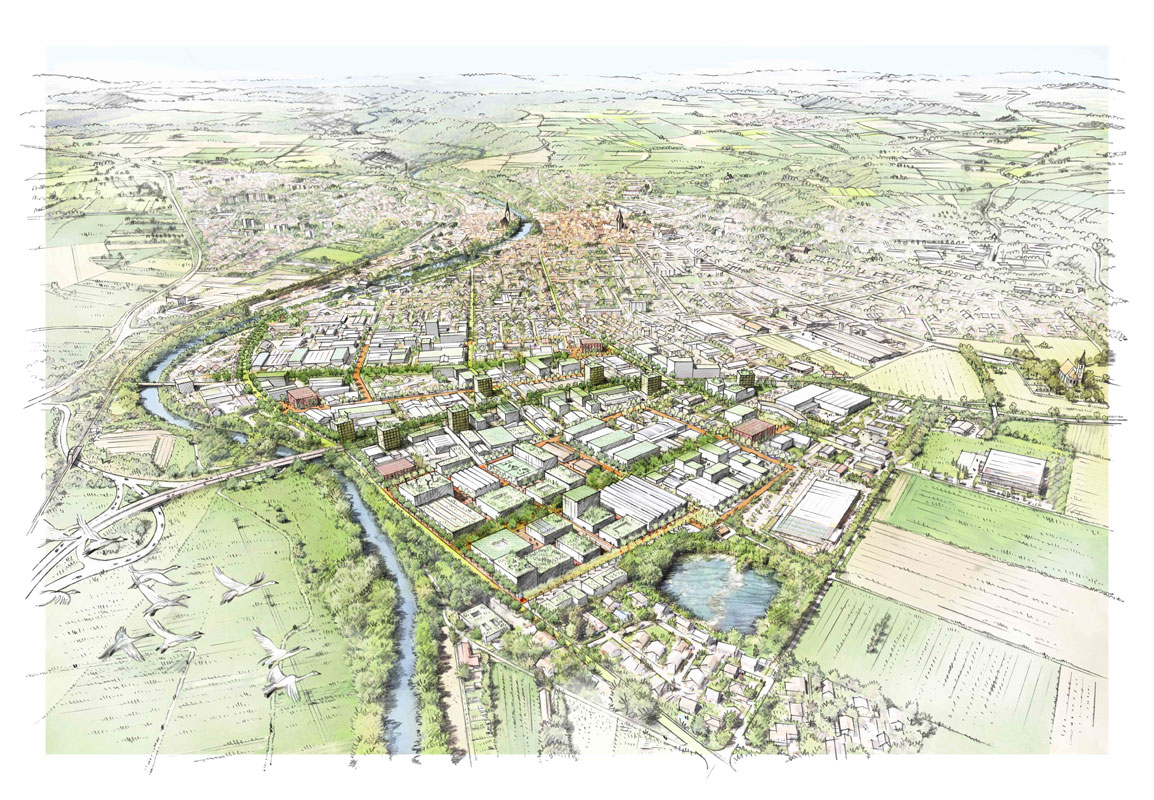 Nachverdichtung Gewerbegebiet Siebenlinden in Rottenburg am Neckar / für Hähnig | Gemmeke Architekten und Stadtplaner / 2024