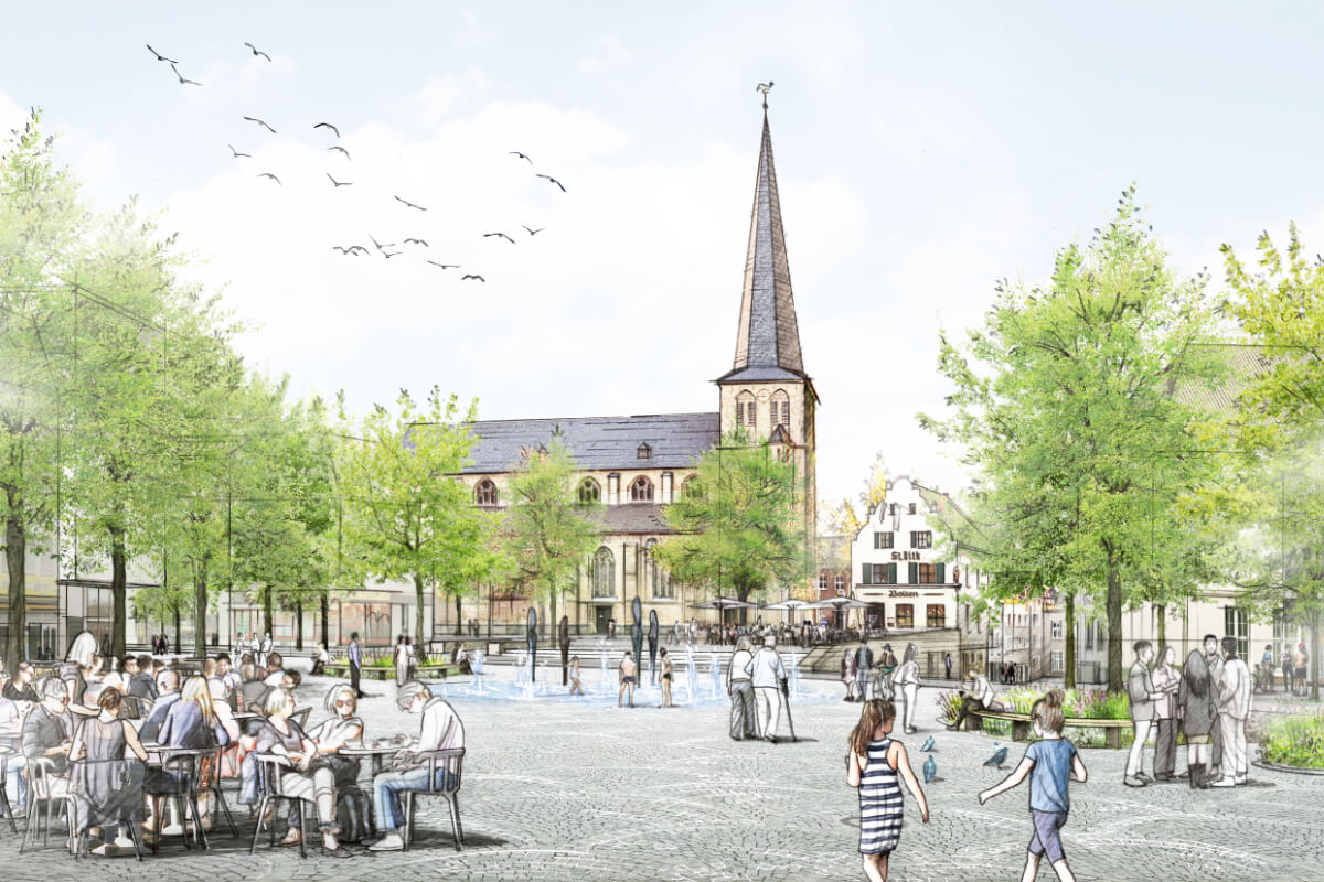 Alter Markt und Johann-Peter-Boelling-Platz in Mönchengladbach / für Lex-Kerfers Landschaftsarchitekten / 2025