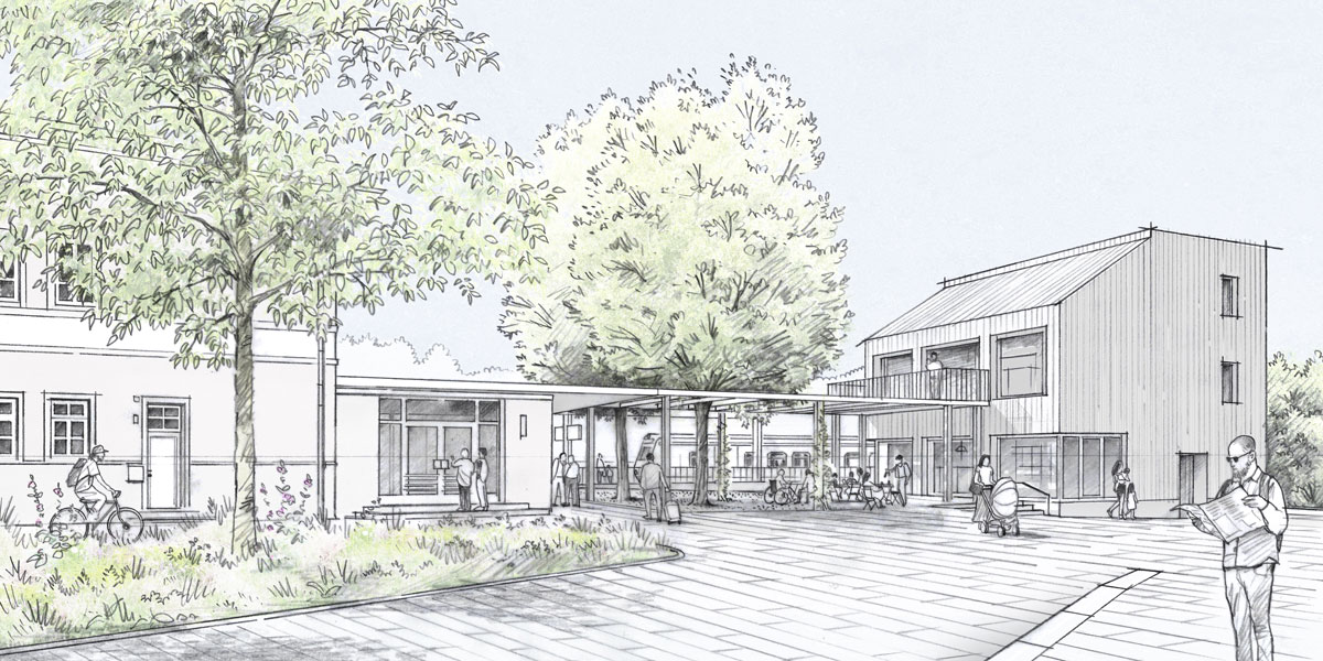 Neubau eines multifunktionalen Gebäudes und Aktivierung des Bahnhofsareals Grafrath / Wettbewerbsbeitrag mit MA-ARCH / 2025 / 2. Runde