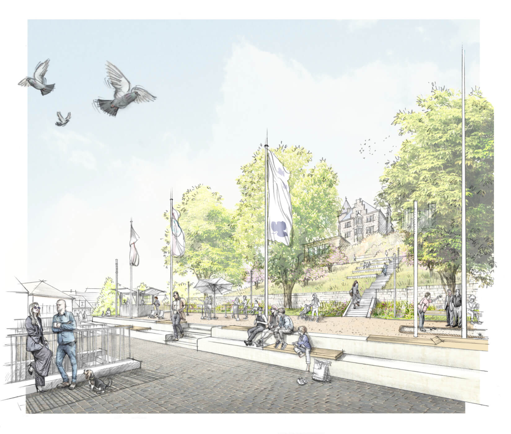 Wettbewerb Umgestaltung und Aufwertung von Burgberg und Burgumfeld der Burg Klopp in Bingen / für SINAI Gesellschaft von Landschaftsarchitekten / 2025 / 3. Preis