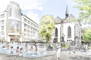 Grün-blaues Innenstadtband und Marktkirchenumfeld in Essen / für Lex Kerfers_Landschaftsarchitekten / 2026
