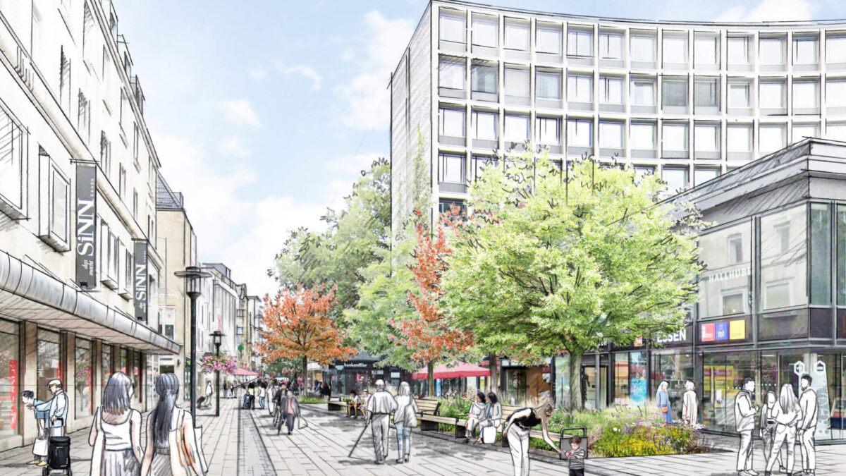 Grün-blaues Innenstadtband und Marktkirchenumfeld in Essen / für Lex Kerfers_Landschaftsarchitekten / 2026