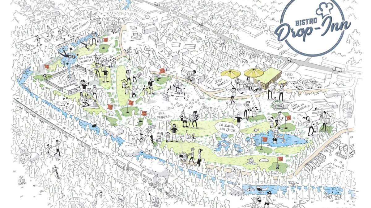 Wimmelbild für ein Tischset / für Birs Golf AG / 2026